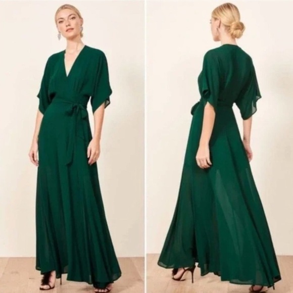 NEW Reformation Winslow dress in emerald 0 - Picture 14 of 14